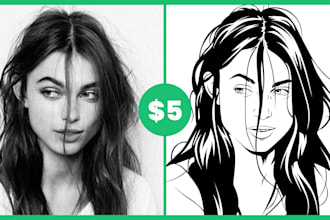 create black and white line art vector illustrations