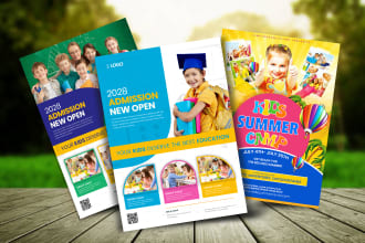 design kids flyer for summer camp, health care, child care, events, birthday