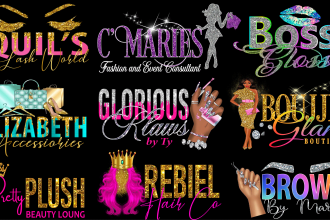 do feminine,beauty salon,eyelash,lip,hair,nail,makeup,and boutique logo design