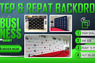 design clean step and repeat banner back drop within 3 hours