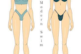 design your swimwear include flat drawing