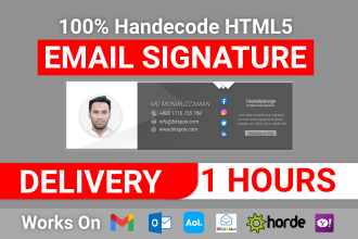 professional custom HTML email signature design for gmail, outlook, apple