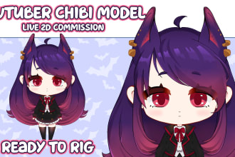 draw a chibi live 2d model for vtuber