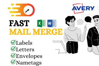 convert files from text xls CSV doc pdf to printable mailing labels in 2 hours