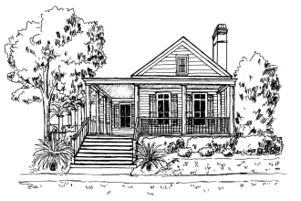 draw a sketch of a house portrait or building illustration