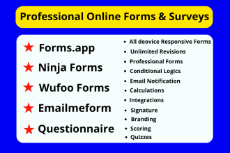 create online forms and surveys forms,app, ninja forms, wufoo forms, emailmeform