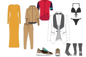 do sports and fashion technical mockup or flat sketch