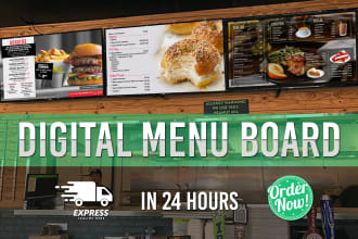 do modern digital menu board food menu, restaurant menu design