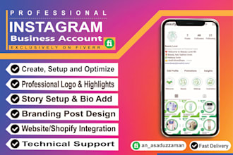 create instagram business page, design post and setup shop