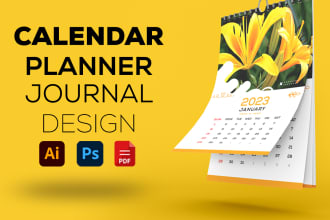 create journal design, digital planner, wall calendar design
