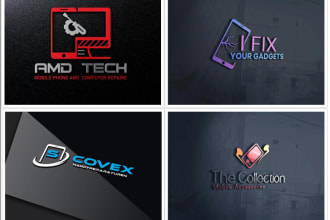 design phone laptop repairing shop, accessories store logo
