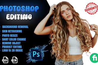 do photoshop editing, background removal , photo retouching ,color of shirt etc