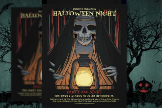 design horror poster halloween party flyer tshirt design and horror art