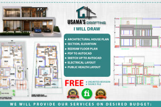 draw architectural floor plans and house plan in auto cad