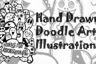create hand drawn cartoon doodle art illustration