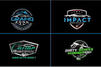 create luxury 2d,3d auto detailing, car wash and automotive logo