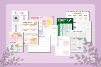 design calendar planner, monthly planner and journal planner