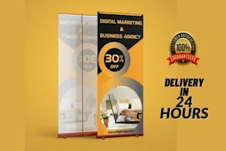 design creative roll up, retractable banner in 24 hours