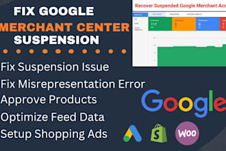 create and fix google merchant center and misrepresentation