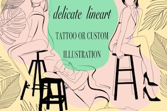 design a delicate lineart illustration or custom tattoo