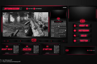 design twitch stream pack, overlay, panels and logo