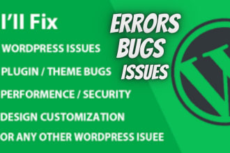 fix any wp errors,bug issues,remove malware,elementor issues