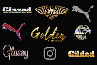 put 3d gold and chrome effect on logo and text quick