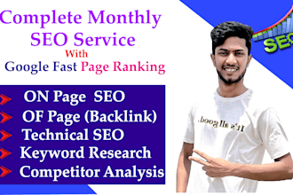 provide complete monthly SEO service for rank google 1st page