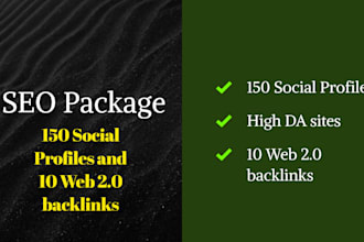 create 150 social profiles high quality sites with 10 web 2