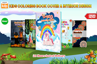design kids coloring book cover and custom interior for kdp
