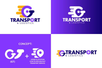create trucking transport logistics and towing truck logo