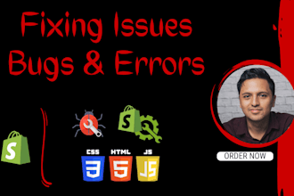 fix any bugs, errors and customization on shopify website