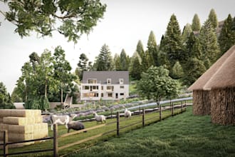 design ecologic village with sustainable energy systems and site plan