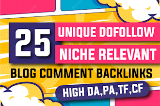 give you 25 dofollow quality backlinks using niche related