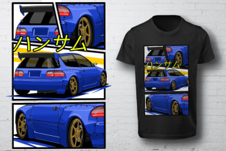 draw car vector cartoon for automotive t shirt design