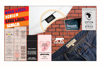 design a clothing neck tag, neck label, size label, neck size tag