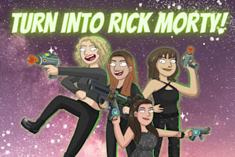 draw you in rick morty style only in 5 hours