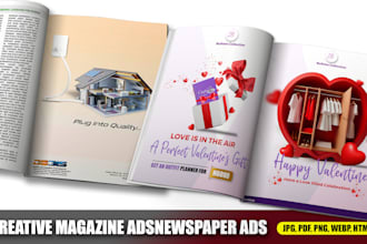 do print ad, magazine ad, newspaper ad, advertisement poster and flyer design