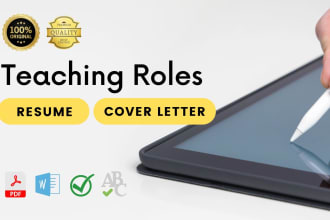 write cover letter, CV, resume for teaching roles, jobs