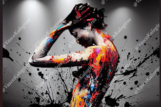 create a graphic designer illustration and 3d picture
