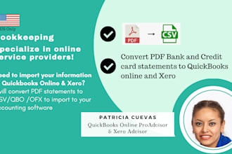convert PDF statements to CSV or qbo or ofx for bookkeeping