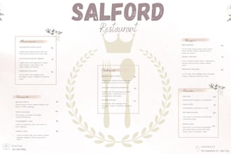 make creative menu card and food card for restaurant
