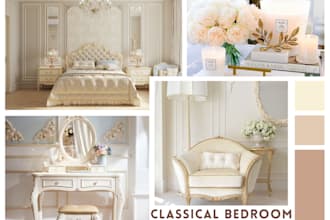 design mood board interior and clickable shopping list