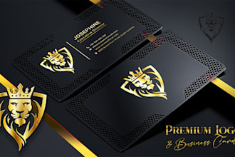 do 3d custom minimalist metallic gold luxury logo and card