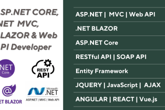 develop asp dot net mvc, asp net core, blazor, and web API