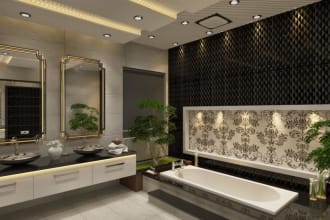 design bathroom interior in 3d and render