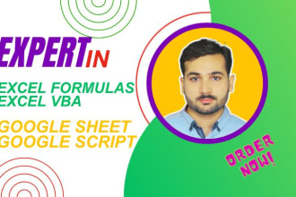 do excel formulas, vba macro and google sheets tasks as a microsoft excel expert