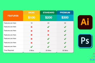 design psd and ai price list or price comparison chart