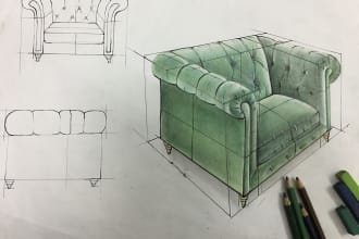 draw a product hand sketch, rendering and industrial concept sketches