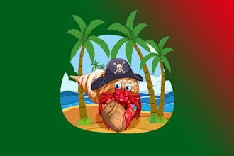 give sea hermit crab logo design and branding for you in 12 hours